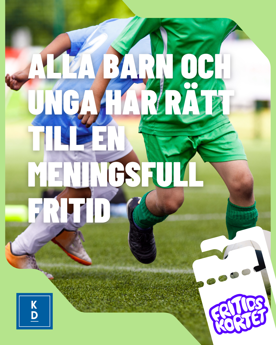 Bild på fritidskortet och barn som spelar fotboll